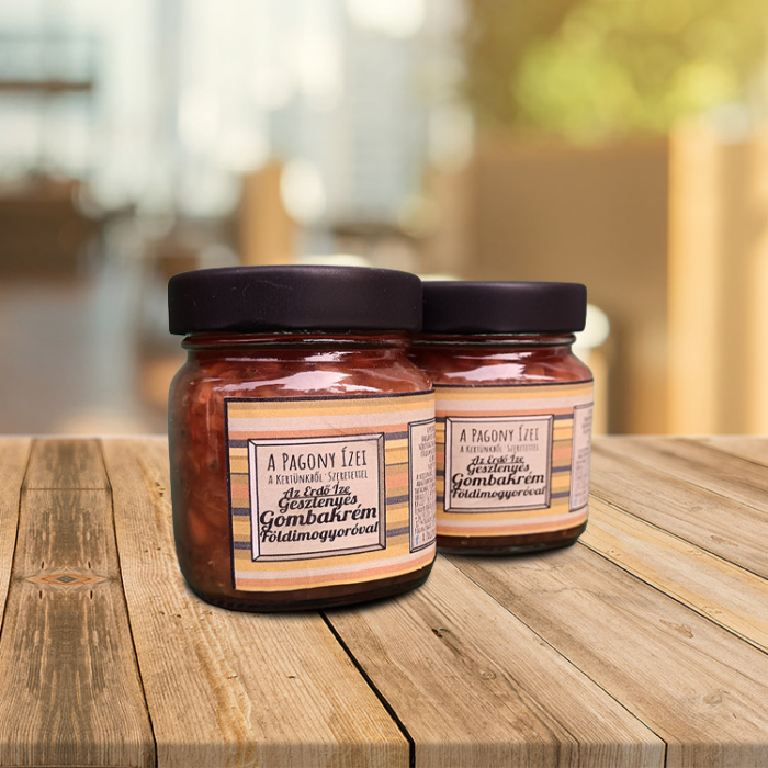 Az Erdő Íze:Gesztenyés-kakukkfüves vargányakrém,pirított földimogyoróval